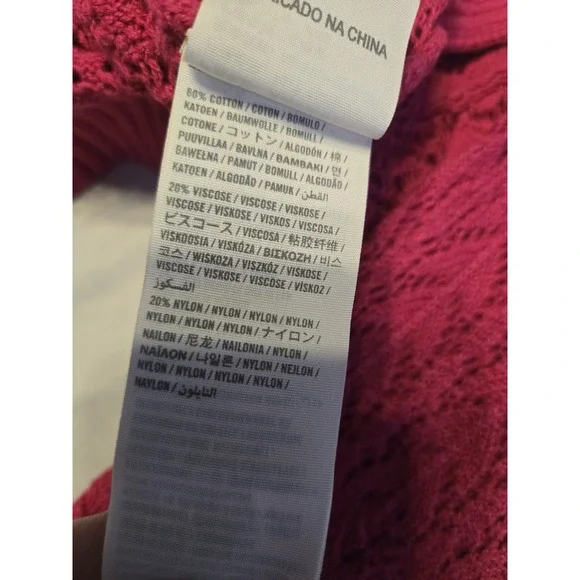 Hollister HCO Point Vicente Cropped‎ Open Knit Layering Sweater Shirt Pink Small - Picture 4 of 6